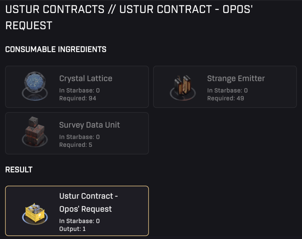 Star Atlas - Ustur Contract - Opos' Request