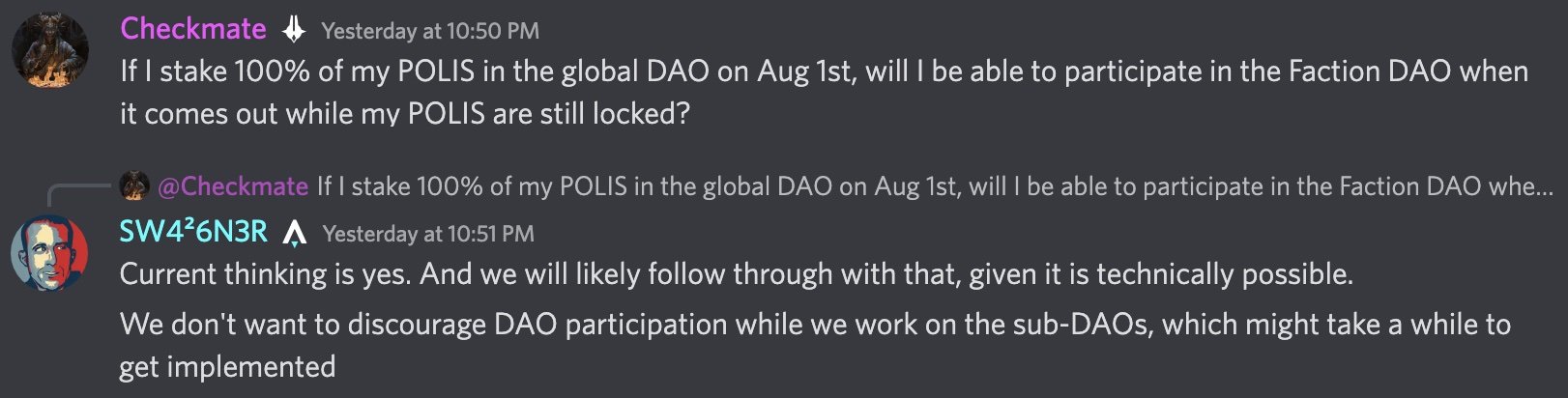 POLIS Multi DAO staking
