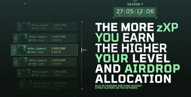 z.ink - The more zXP you earn, the higher your level and airdrop allocation