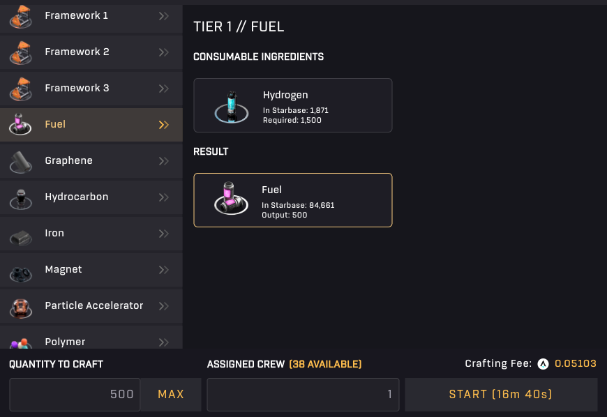 Starbased - Crafting UI