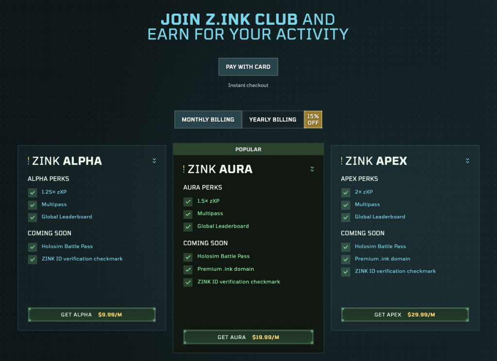 Z.ink Dashboard - Subscription Overview