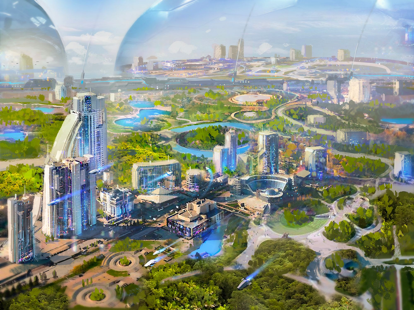 The city rests under the gaze of the sentinels, but the question is, who is watching the watchers? /// Metaverse in Light Speed Expansion /// Immersive Blockchain-Powered UE5 Experience