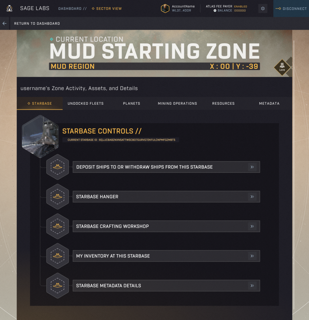 SAGE Labs – SectorView – Starbase Controls