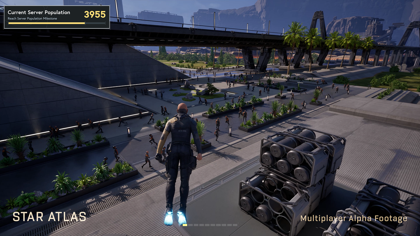 Star Atlas Game Build Running 5,000-Player Stress Test /// Persistent, Single Non-instanced Environment /// Multiplayer Alpha Footage