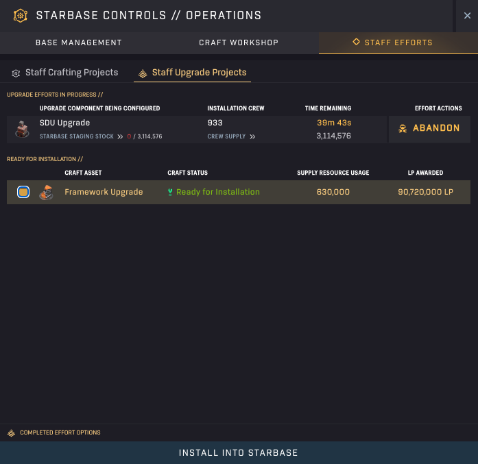 Starbased - Upgrade Efforts (Completion)