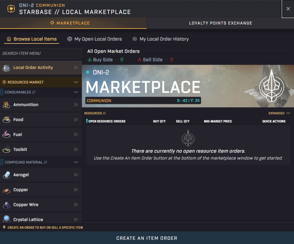 SAGE - Starbased - Local Markets: Star screen