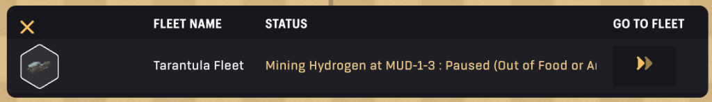 Starbased - Mining paused because Food ran out (in this case)