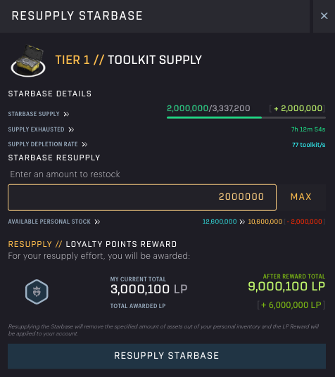 Starbased - Resupplying Toolkits