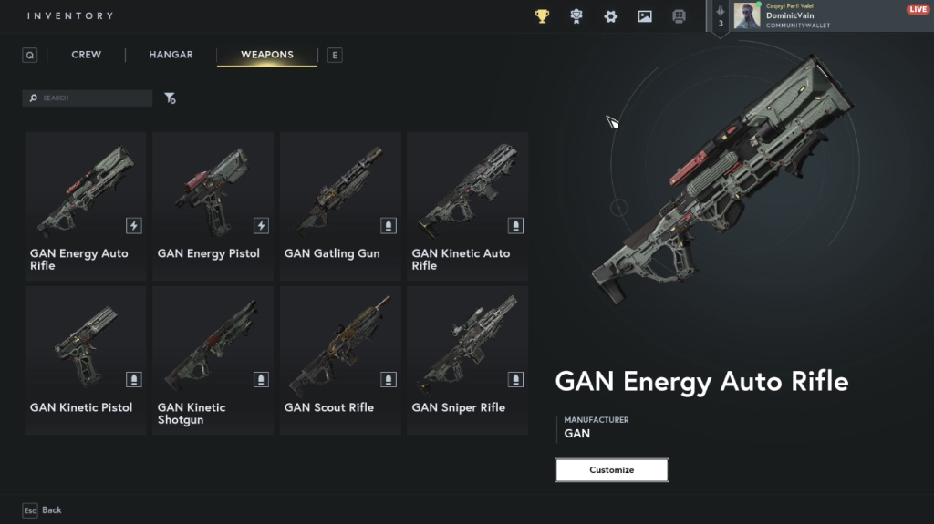 Star Atlas - UE5 Inventory - Weapons UI