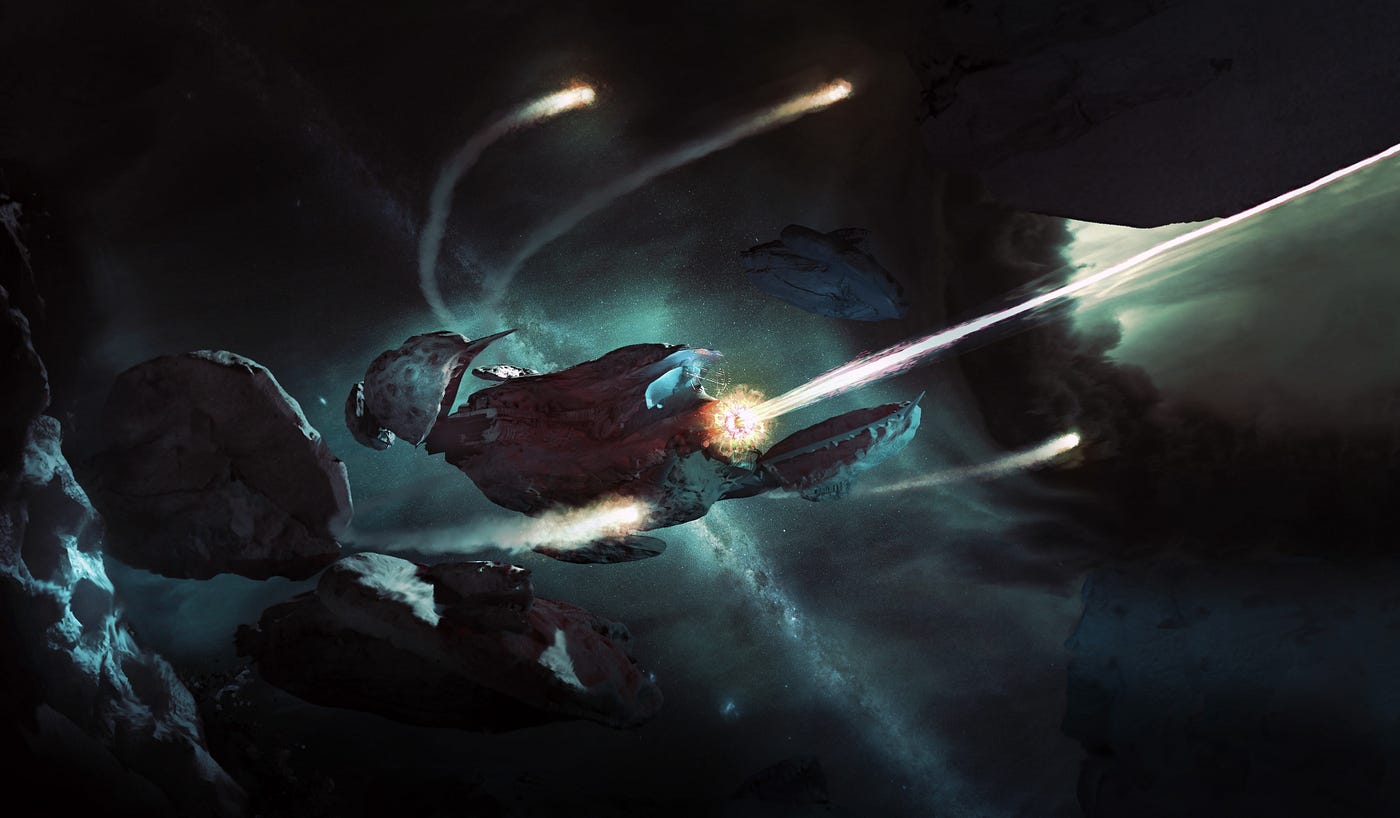 Tufa Feist Spaceship Firing at Enemies During an Attack /// Player-owned In-game Asset /// Immersive 3D NFT Experience