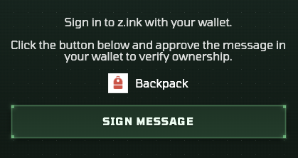 z.ink - Example of a message signing request (step 3).