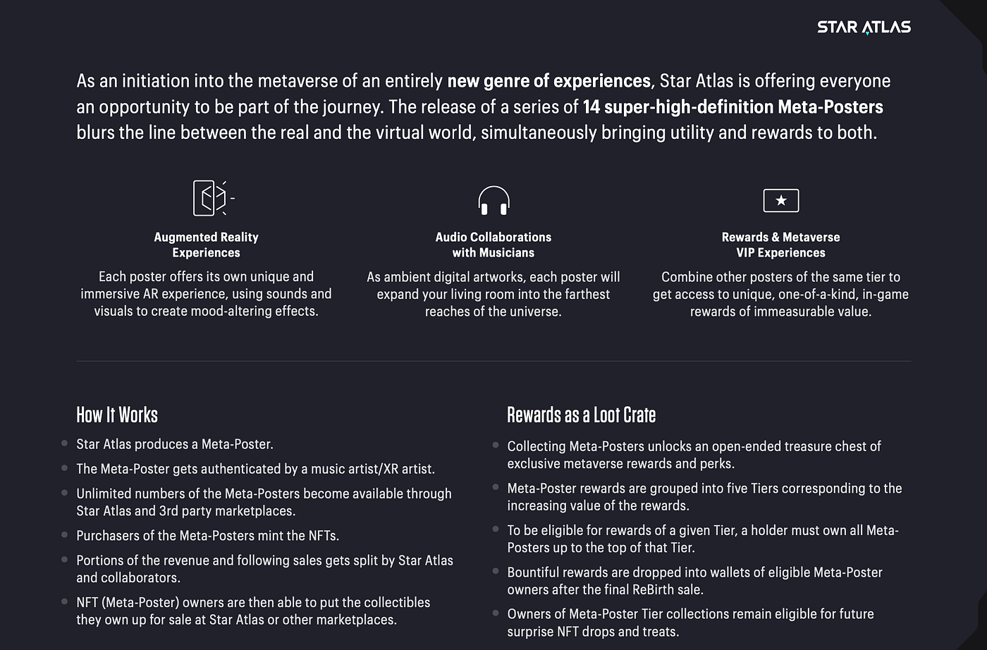 ReBirth: Genesis of a Metaverse /// 14 Meta-Posters How It Works /// Rewards as a Loot Crate