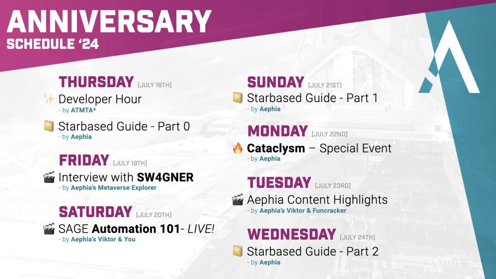Aephia Anniversary Schedule 24