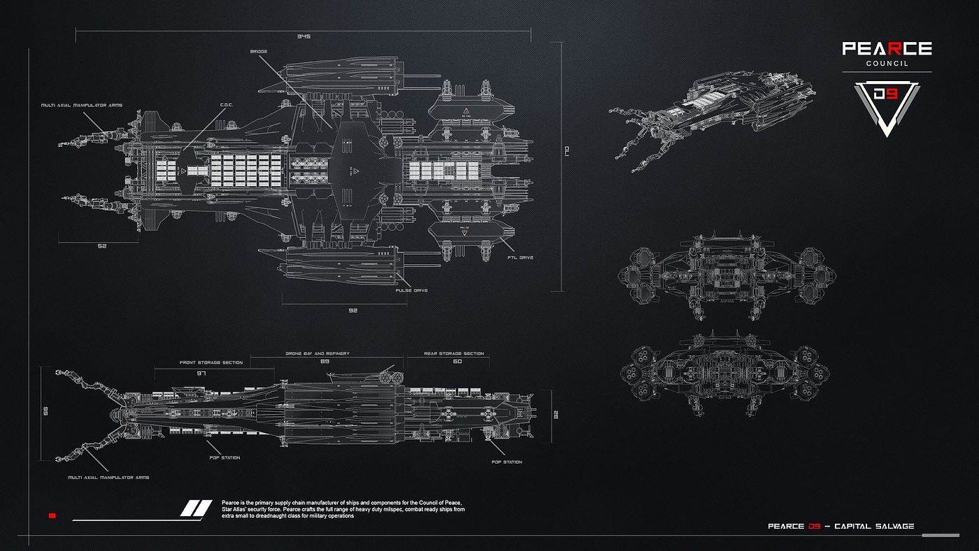Blueprints for the Pearce D9 Capital Salvage vessel /// Metaverse in Light Speed Expansion /// Immersive Blockchain-Powered UE5 Experience