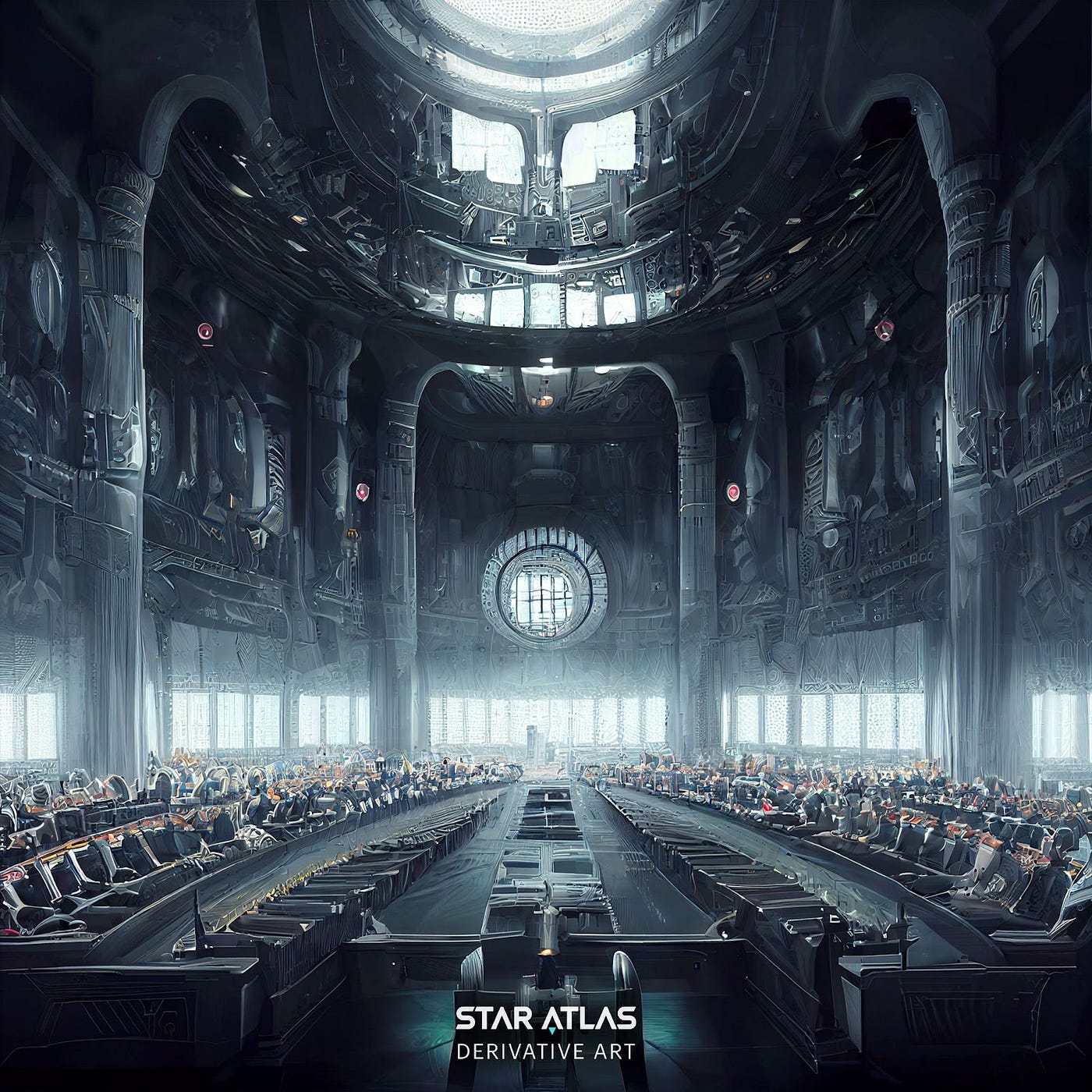 Artistic representation of the Star Atlas DAO Chamber /// Triple-A Metaverse Work in Progress /// Immersive Unreal Engine 5 Experience.