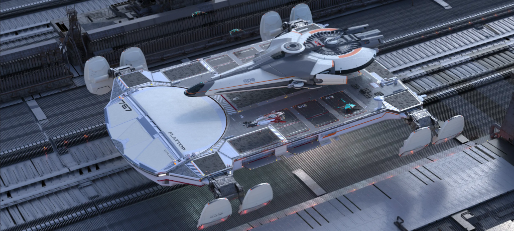 Star Atlas - Calico Flattop carrying a Calico Guardian [Concept Art]