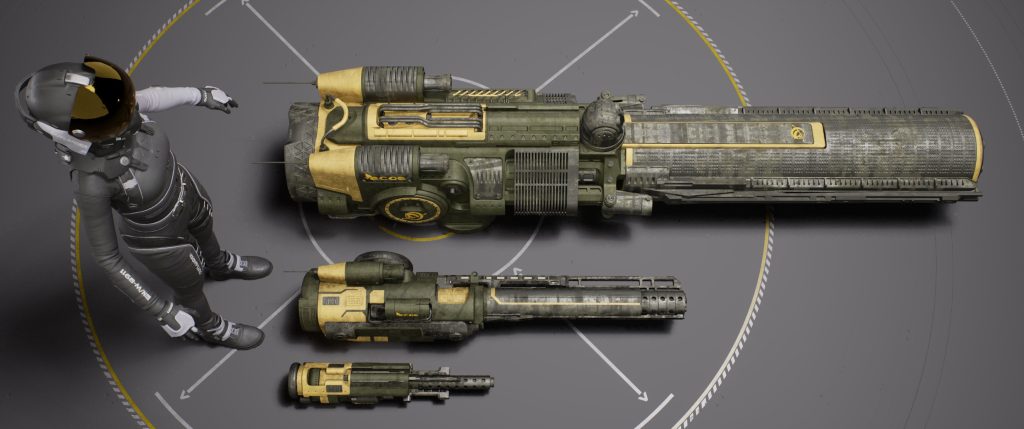 Fimbul ECOS Weaponry - From top to bottom: S Energy Rapidfire, XS Energy Rapidfire & XXS Energy Rapidfire