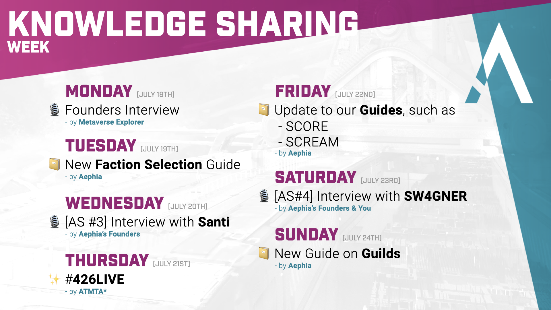 Aephia Anniversary Schedule 1