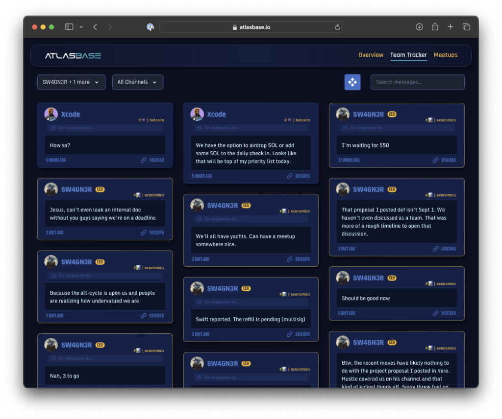 AtlasBase - Team Tracker