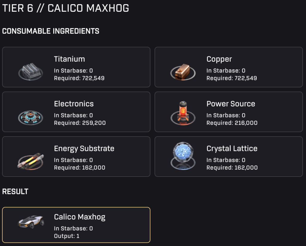 Starbased - Calico Maxhog - Redemption Recipe